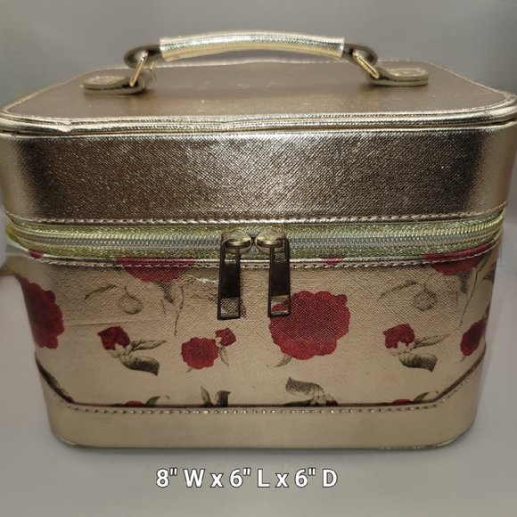 GOLD ROSES COLORED Cosmetics TRAVELING TRAIN CASE - Picture 1 of 11
